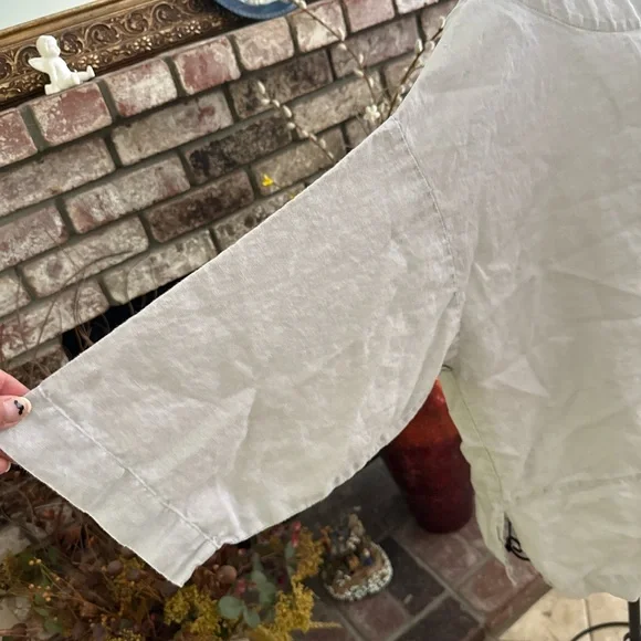 Pure Jill By J. Jill Quarter Sleeve Linen Blend Blouse Beachy Greyish  Sz M - Picture 2 of 6